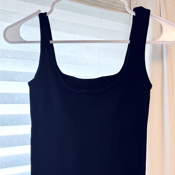 Black Women's Full Length Fitted Ribbed Bodysuit Jumpsuit - Picture 9 of 9